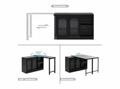 Hauss Spole Mueble bar giratorio con 2 puertas de cristal - Tapa reversible - Negro Online