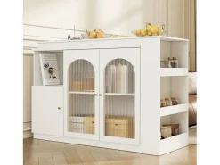 Hauss Spole Mueble Bar|Mueble bar giratorio con 3 puertas, 2 de ellas de cristal, estantes abiertos incluidos, cuerpo - 120x40x103cm