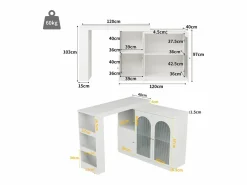 Hauss Spole Mueble Bar|Mueble bar giratorio con 3 puertas, 2 de ellas de cristal, estantes abiertos incluidos, cuerpo - 120x40x103cm
