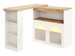 Mueble bar giratorio con iluminación LED y dos puertas de cristal - y natural^Hauss Spole Outlet