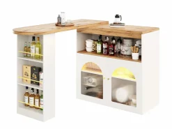Mueble bar giratorio con iluminación LED y dos puertas de cristal - y natural^Hauss Spole Outlet