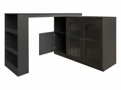 Hauss Spole Mueble Bar|Mueble bar giratorio con 3 puertas, 2 de ellas de cristal, estantes abiertos incluidos, cuerpo - 120x40x103cm