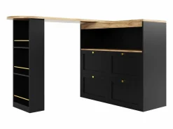 Hauss Spole Mueble bar giratorio con 4 cajones y 1 nicho, cuerpo con tapa chapada en madera - 138x39x104cm Negro Online