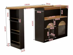Hauss Spole Mueble Bar|Mueble bar giratorio con iluminación LED y 2 puertas de cristal - y natural claro
