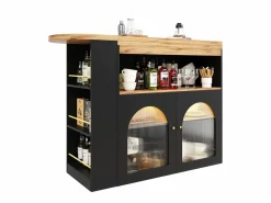 Hauss Spole Mueble Bar|Mueble bar giratorio con iluminación LED y 2 puertas de cristal - y natural claro