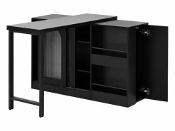 Mueble bar giratorio - Mesa de bar con 2 puertas de cristal y 2 compartimentos de almacenamiento abiertos - parte superior giratoria^ Best