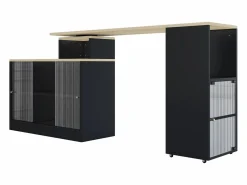 ModernLuxe Mueble bar giratorio y retráctil、Aparador multifuncional - gran espacio de almacenamiento - Negro Outlet