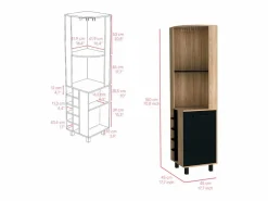 TuHome Mueble Bar|Mueble Bar Kaia en melamina con 3 estantes , 9 portacopas , 10 botelleros y gabinete inferior , multicolor , 180 cm X 45 cm X 45 cm