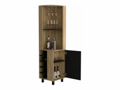 TuHome Mueble Bar|Mueble Bar Kaia en melamina con 3 estantes , 9 portacopas , 10 botelleros y gabinete inferior , multicolor , 180 cm X 45 cm X 45 cm