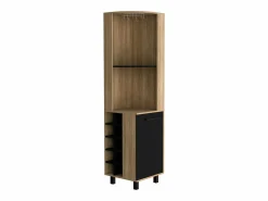 TuHome Mueble Bar|Mueble Bar Kaia en melamina con 3 estantes , 9 portacopas , 10 botelleros y gabinete inferior , multicolor , 180 cm X 45 cm X 45 cm