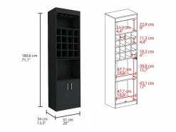 TuHome Mueble Bar|Mueble Bar Kava Beijing, con mesa extensible 180.6CM A X 51CM An X 34CM P Wengue
