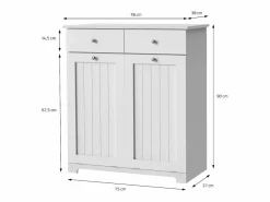 ML-DESIGN Mueble de lavadero armario para colada con 2 compartimentos y 2 cajones Blanco Clearance