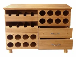 OZAIA Botellero|Accesorios Para Vino Y Bar|Mueble botellero, armario para vino de madera, L.90 x P. 32 x A. 69 cm, Natural - RIOJA