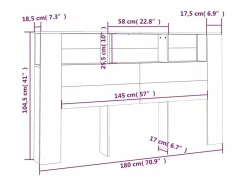vidaxl Mueble cabecero 180x18,5x104,5 cm Blanco Best