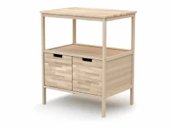 AT4 Mueble De Bebé|Mueble cambiador bebé 2 puertas NATUR madera - Haya Cruda - 68 x 66 x 90,5 cm