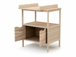 AT4 Mueble De Bebé|Mueble cambiador bebé 2 puertas NATUR madera - Haya Cruda - 68 x 66 x 90,5 cm