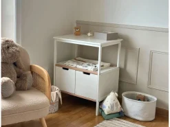 AT4 Mueble De Bebé|Mueble cambiador bebé 2 puertas NATUR madera - Haya Cruda - 68 x 66 x 90,5 cm