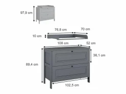 Vicco Mueble De Bebé|Mueble cambiador 108x70x98 ajaton