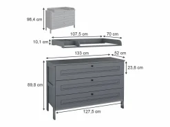 Mueble cambiador 133x70x98.4 ajaton^Vicco Outlet