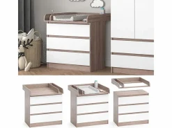 Vicco Mueble cambiador sonoma/blanco 80x76x87 emma Color natural claro Best