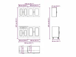 vidaxl Cocina Completa|Mueble cocina Kalmar hormigón 4 pzas madera contrachapada