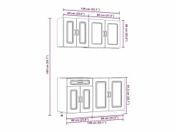 vidaxl Cocina Completa|Mueble cocina Kalmar hormigón 4 pzas madera contrachapada