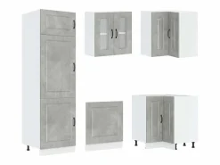 vidaxl Cocina Completa|Mueble cocina Kalmar hormigón 14 pzas madera contrachapada
