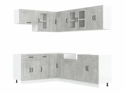 vidaxl Cocina Completa|Mueble cocina Kalmar hormigón 11 pzas madera contrachapada
