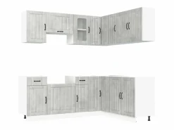 Mueble cocina Kalmar hormigón 11 pzas madera contrachapada^vidaxl Best