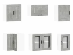 vidaxl Mueble cocina Kalmar hormigón 11 pzas madera contrachapada Gris Outlet