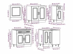 vidaxl Mueble cocina Kalmar hormigón 11 pzas madera contrachapada Gris Outlet