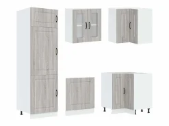 vidaxl Mueble cocina Kalmar sonoma 14 pzas madera contrachapada Gris Best