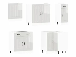 vidaxl Cocina Completa|Mueble cocina Lucca brillo 11 pzas madera contrachapada