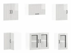vidaxl Cocina Completa|Mueble cocina Lucca brillo 11 pzas madera contrachapada