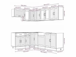 vidaxl Mueble cocina Lucca hormigón 11 pzas madera contrachapada Gris