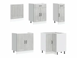 vidaxl Mueble cocina Lucca hormigón 11 pzas madera contrachapada Gris