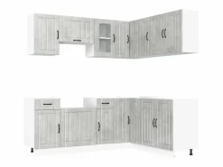 vidaxl Mueble cocina Lucca hormigón 11 pzas madera contrachapada Gris Discount