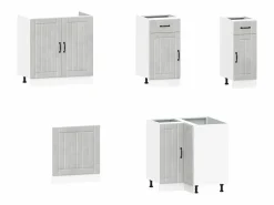 vidaxl Mueble cocina Lucca hormigón 11 pzas madera contrachapada Gris Discount