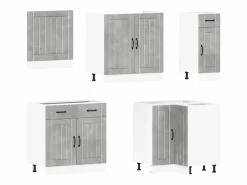 vidaxl Cocina Completa|Mueble cocina Lucca hormigón 11 pzas madera contrachapada