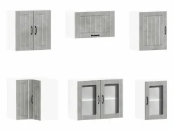 vidaxl Cocina Completa|Mueble cocina Lucca hormigón 11 pzas madera contrachapada