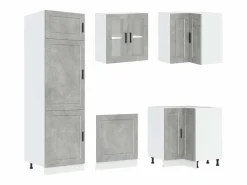 vidaxl Mueble cocina Porto hormigón 14 pzas madera contrachapada Gris