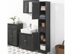 Sobuy Mueble Columna de baño, Armario Baño Alto Estanterías de Baño-2 Puertas y 1 Cajón 32 x 30 x 170 cm FRG236-DG ES Gris Best