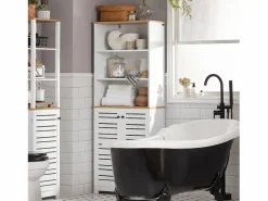 Mueble Columna de baño Armario para baño con 5 Estantes Estanterías de baño Medidas: 60x30x160cm BZR44-W ES^Sobuy New