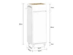 Sobuy Cesto De Ropa|Mueble Columna de Baño con 1 Compartimento Armario Alto BZR159-W ES