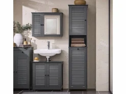 Sobuy Columna De Baño|Mueble Columna de Baño con 1 Cesto para Ropa Sucia Armario Alto para Baño con 1 Puerta y 3 Estantes 40 x 38 x 170 cm BZR124-DG ES