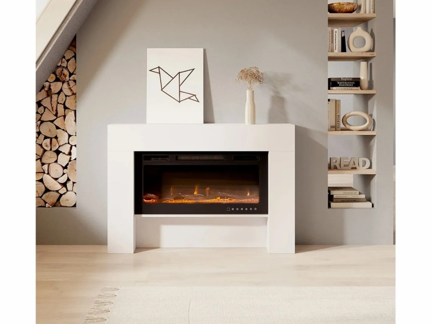 Mueble con chimenea para Salón comedor en 127,4x21x86,6cm Candela^MB Muebles Bonitos Best
