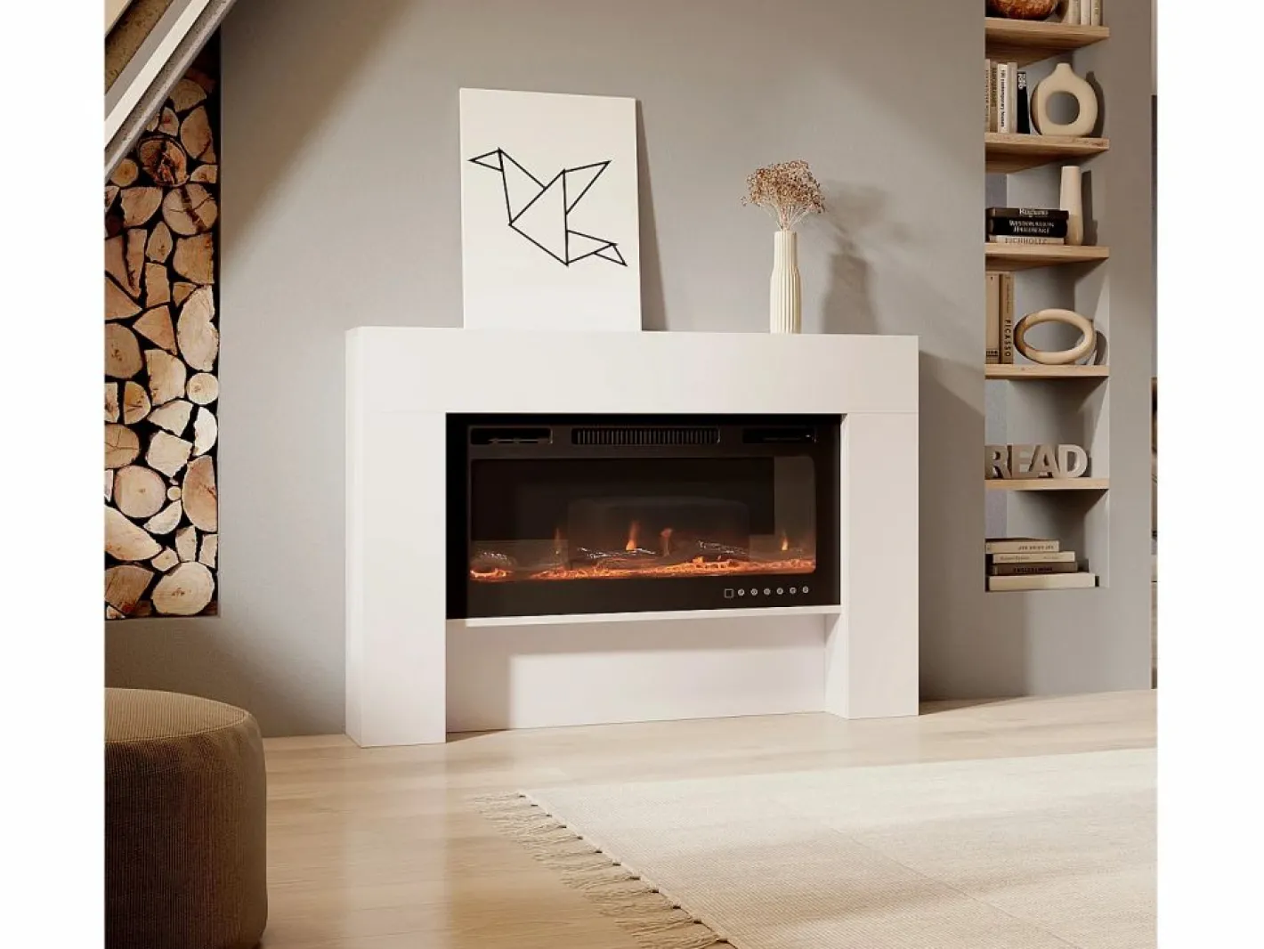 Mueble con chimenea para Salón comedor en 127,4x21x86,6cm Candela^MB Muebles Bonitos Best