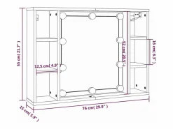 vidaxl Mueble De Pared Para Baño|Mueble con espejo y LED 76x15x55 cm