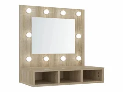 vidaxl Mueble con espejo y luces LED roble Sonoma 60x31,5x62 cm Color natural claro