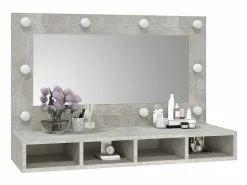 vidaxl Mueble con espejo y luces LED hormigón 90x31,5x62 cm Gris New
